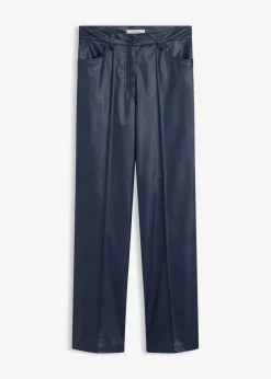 Lederimitat-straight Leg Hose mit Biese