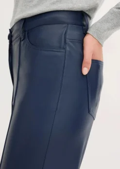 Lederimitat-straight Leg Hose mit Biese