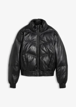 Leder-Steppjacke aus Lammnappa