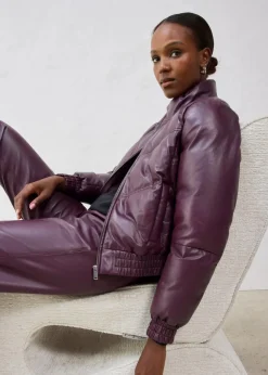 Leder-Steppjacke aus Lammnappa