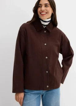 leichte Twill-Jacke mit Cordkragen