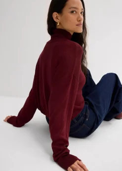 Leichter Feinstrickpullover mit breitem Turtleneck aus Viskose-Mix