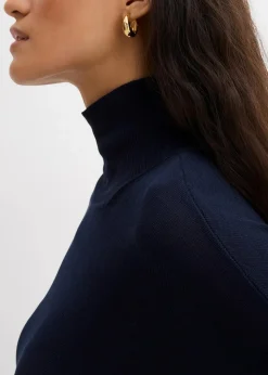 Leichter Feinstrickpullover mit breitem Turtleneck aus Viskose-Mix