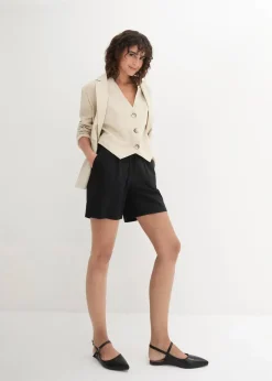 Leinen-Paperbag-Shorts