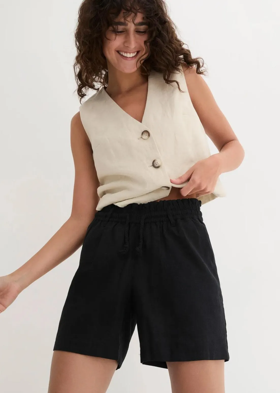 Leinen-Paperbag-Shorts