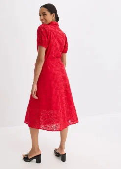 Lochstickerei-Blusenkleid aus reiner Baumwolle