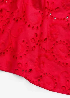 Lochstickerei-Blusenkleid aus reiner Baumwolle