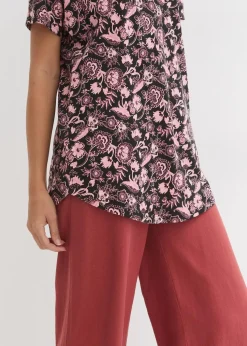 Locker geschnittenes Shirt aus Flammgarn mit abgerundetem Saum aus Bio-Baumwolle