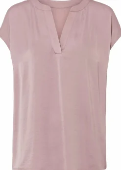 Lockere Satin-Kurzarmtunika mit überschnittenen Schultern