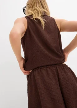 Lockere Schlupf-Shorts aus strukturiertem Crêpe