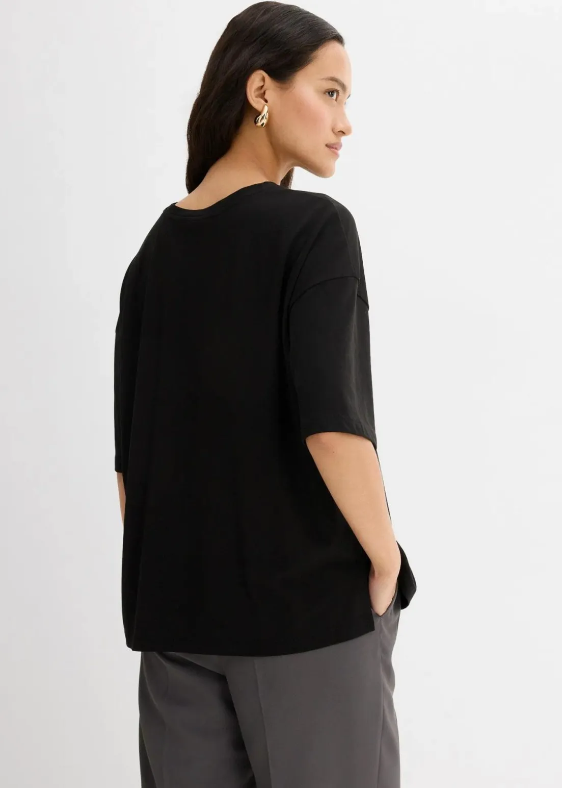 Lockeres T-Shirt aus Baumwoll-Mix