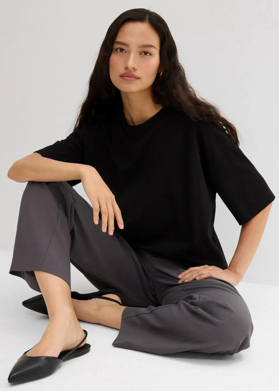 Lockeres T-Shirt aus Baumwoll-Mix