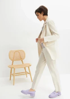 Longblazer aus Leinen-Viskose-Mix