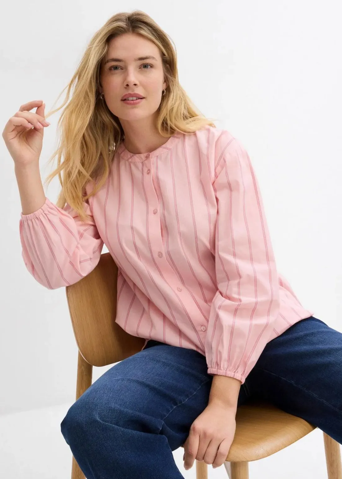 Longbluse aus Baumwollpopeline