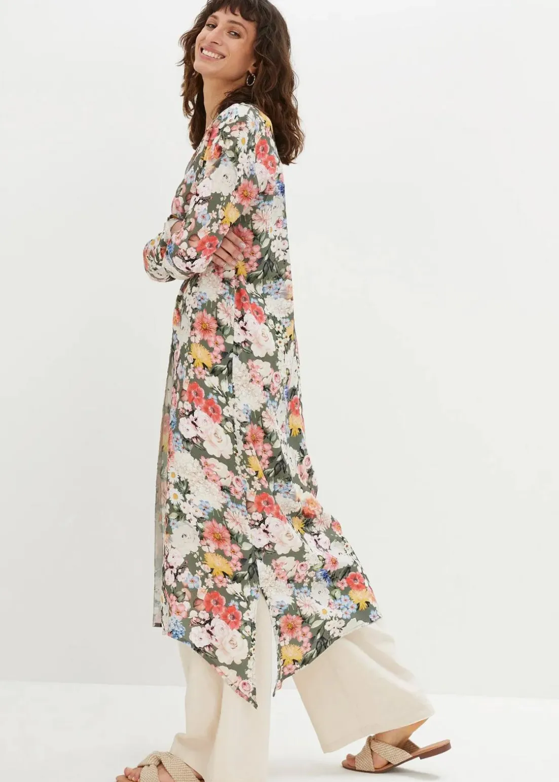 Longbluse aus fließender Viskose