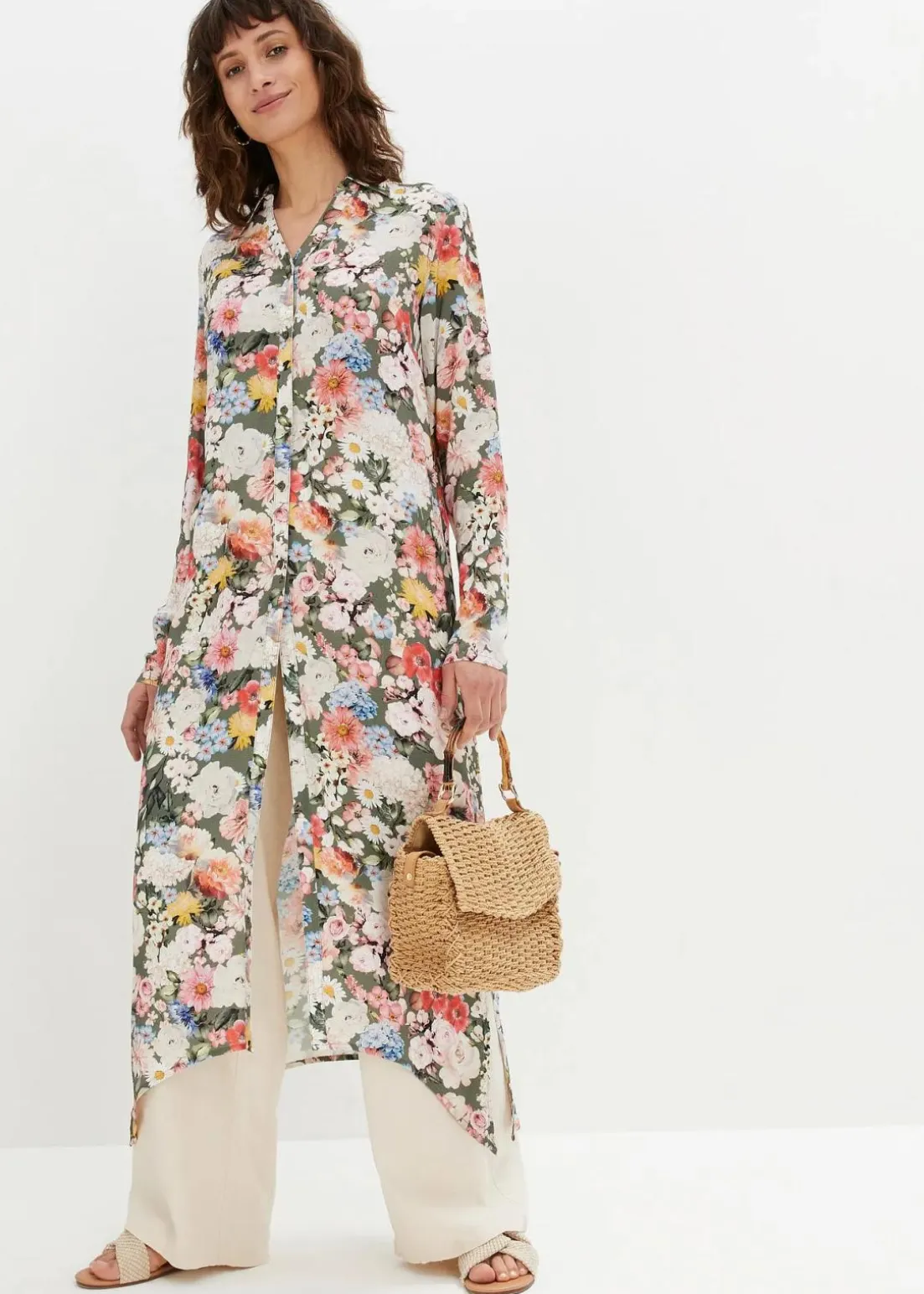 Longbluse aus fließender Viskose