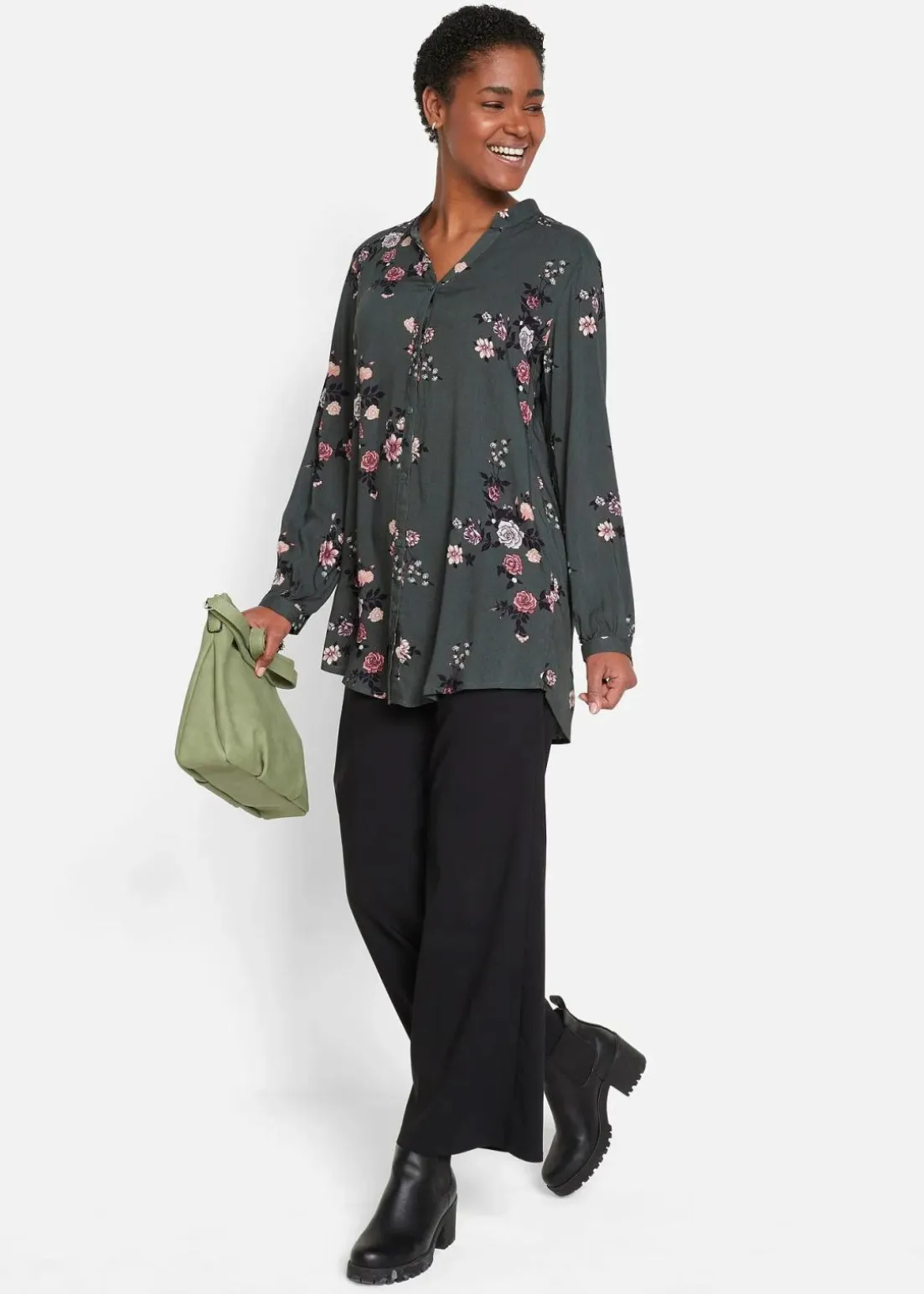 Longbluse aus fließender Viskose