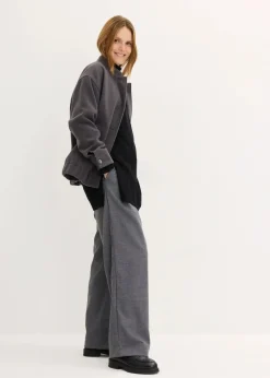 Long-Feinstrickpullover mit Seitenschlitzen aus Viskose-Mix