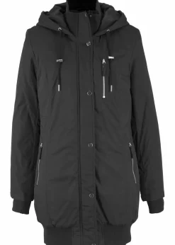 Longjacke mit Kapuze, wattiert