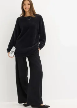 Longpullover aus weichem Federgarn