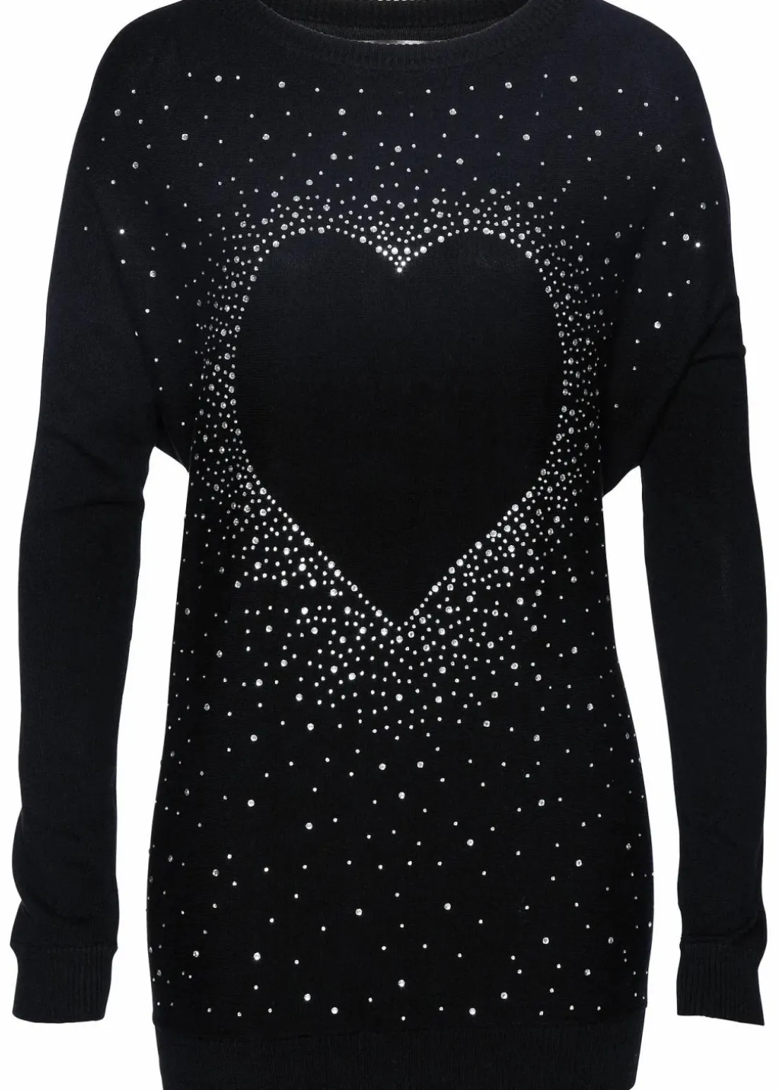 Longpullover mit Herz-Dekostein-Applikation