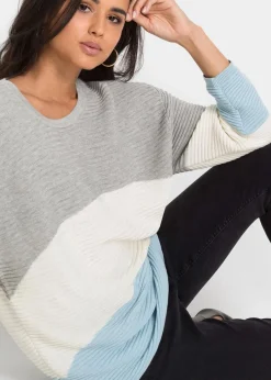 Longpullover mit Rippmuster