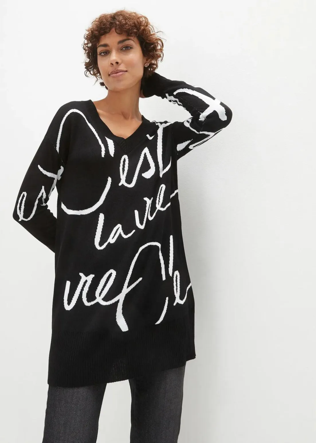 Longpullover mit Schriftzug