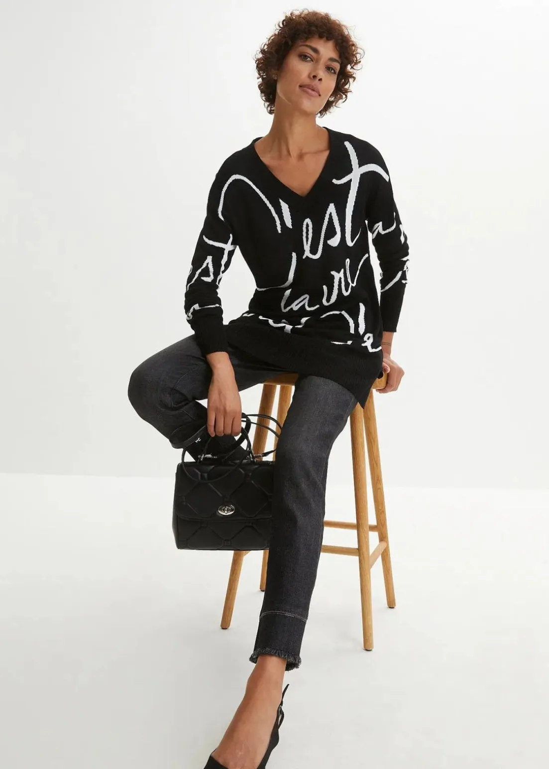 Longpullover mit Schriftzug