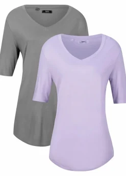 Longshirt aus softer Viskose, 2er-Pack