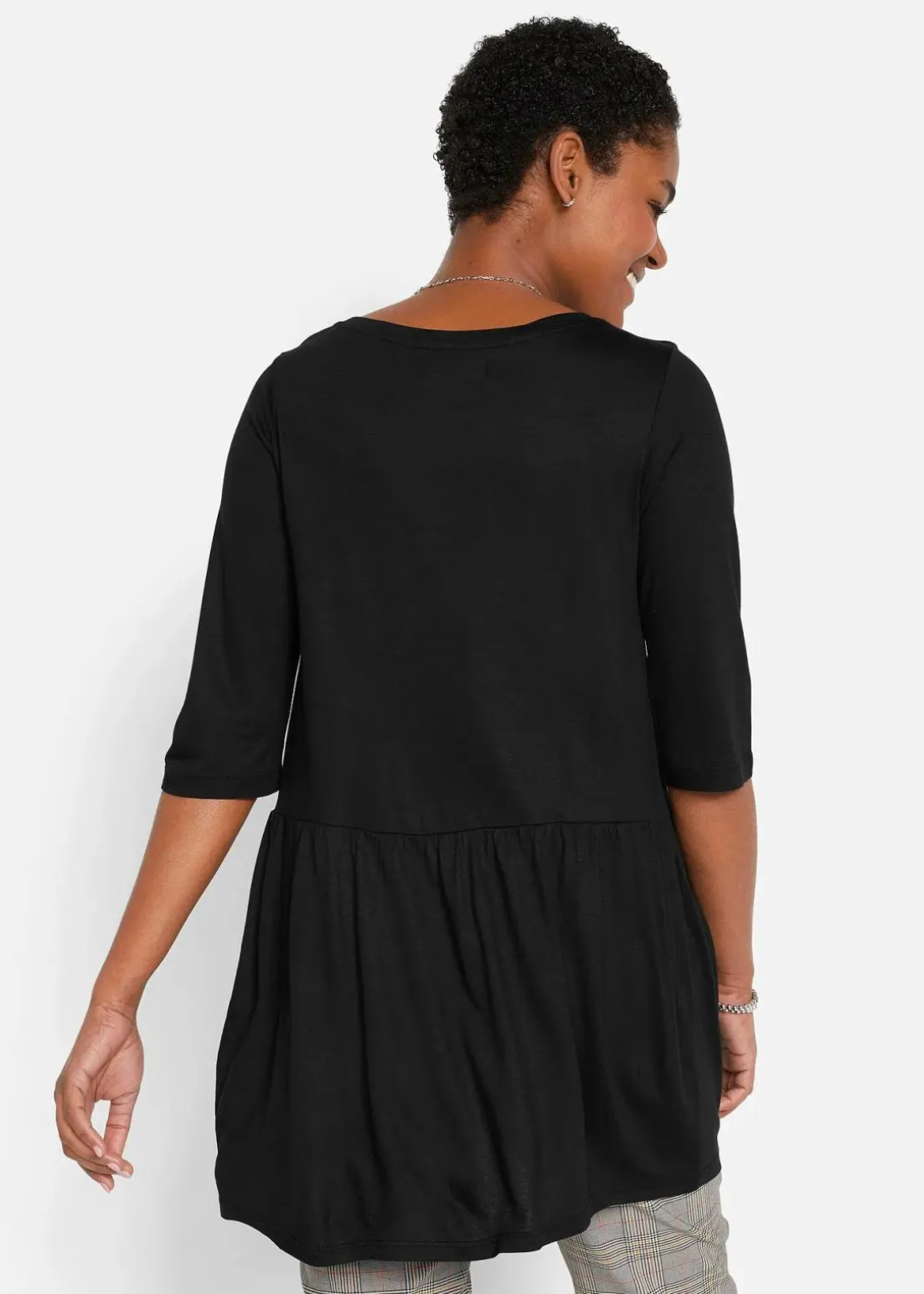 Longshirt aus Viskose mit Volant