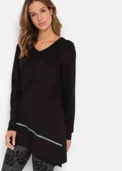Longshirt mit asymmetrischen Schnitt und Glitzer