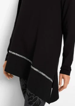 Longshirt mit asymmetrischen Schnitt und Glitzer