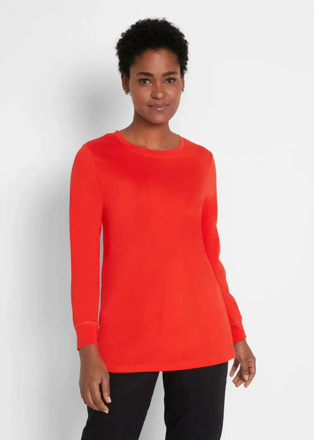 Longshirt mit Rundhalsausschnitt, Langarm (5er Pack)