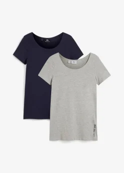 Longshirt mit Schriftzug (2er Pack)