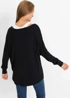 Longshirt mit Top aus Viskose-Mix