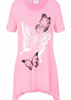 Longshirt mit Zipfel und Schmetterlingsmuster