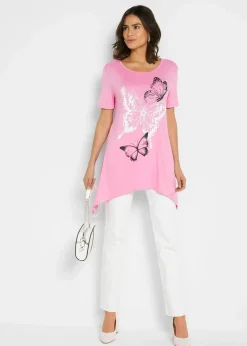 Longshirt mit Zipfel und Schmetterlingsmuster