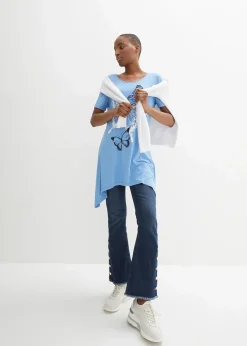 Longshirt mit Zipfel und Schmetterlingsmuster