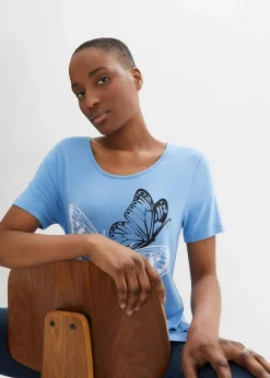 Longshirt mit Zipfel und Schmetterlingsmuster