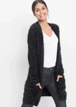 Longstrickjacke in Flauschoptik