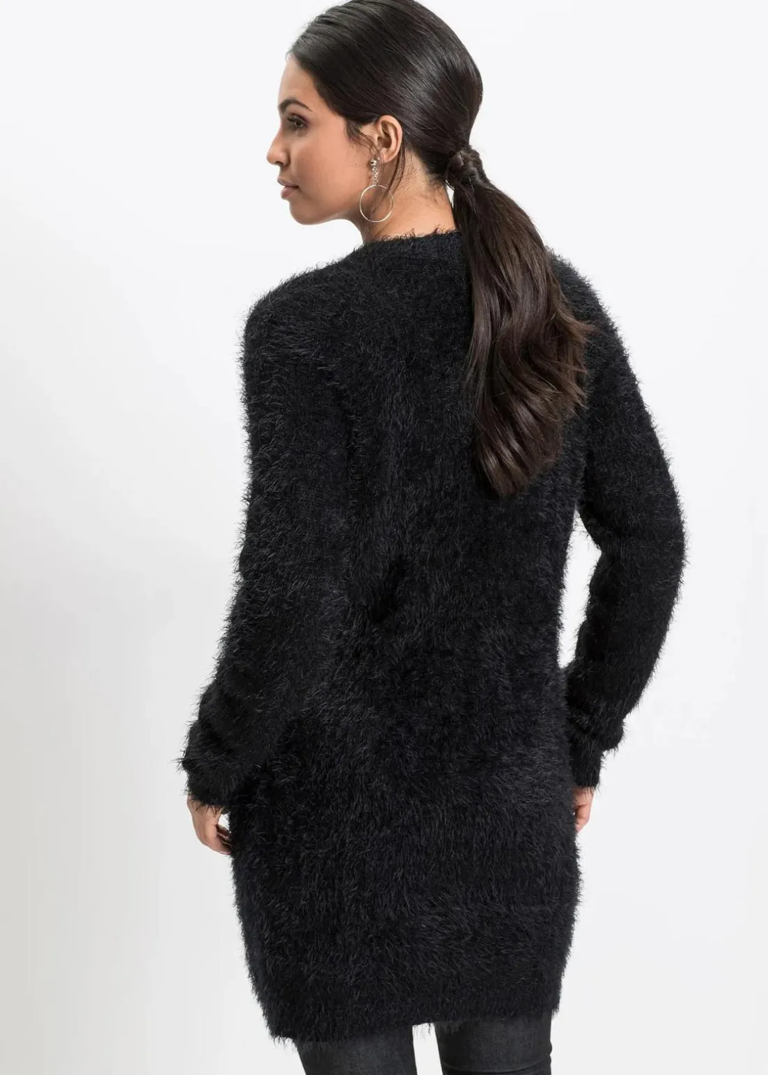 Longstrickjacke in Flauschoptik