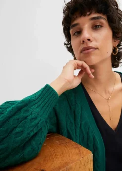 Longstrickjacke mit Ballonärmeln