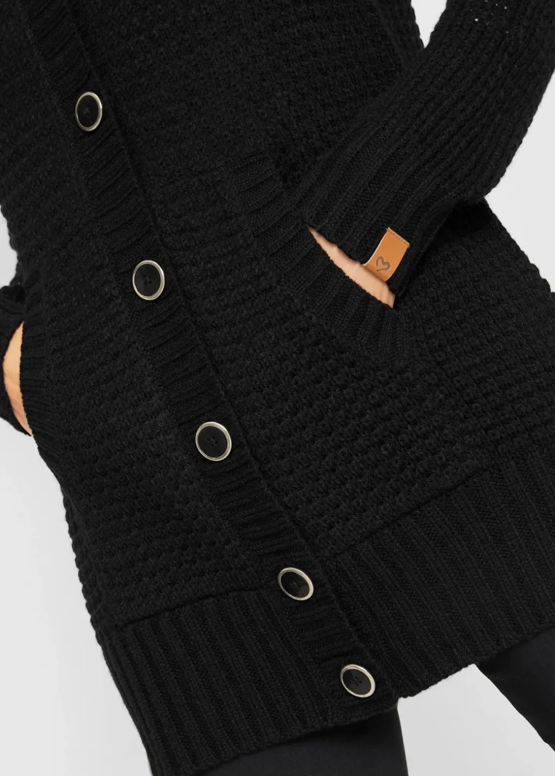 Longstrickjacke mit Kapuze