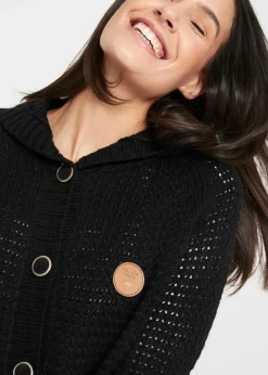 Longstrickjacke mit Kapuze