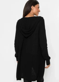 Longstrickjacke mit Kapuze