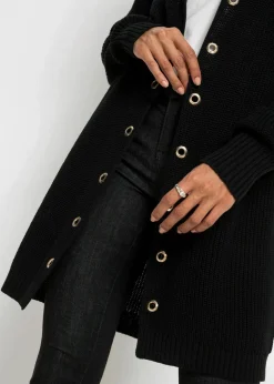 Longstrickjacke mit Kapuze