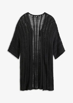 Longstrickjacke mit Lochmuster