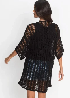 Longstrickjacke mit Lochmuster