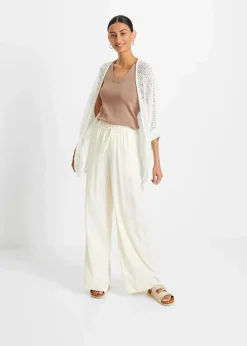 Longstrickjacke mit Lochmuster