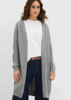 Longstrickjacke mit Rollkanten